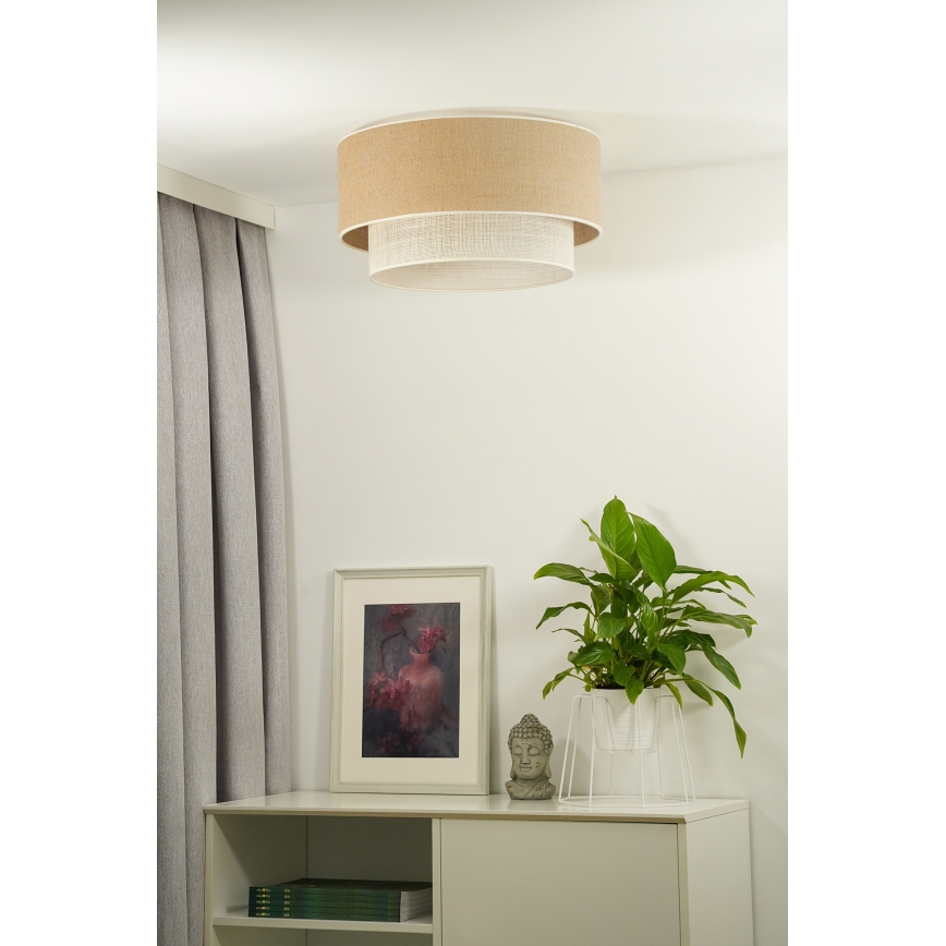 Duolla - Плафон YUTE BOHO 1xE27/15W/230V Ø 45 см кафяв/кремав