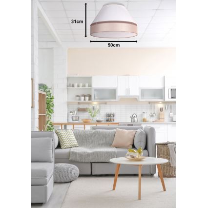 Duolla - Плафониера AVIGNON 1xE27/15W/230V Ø 50 см бяла/бежова