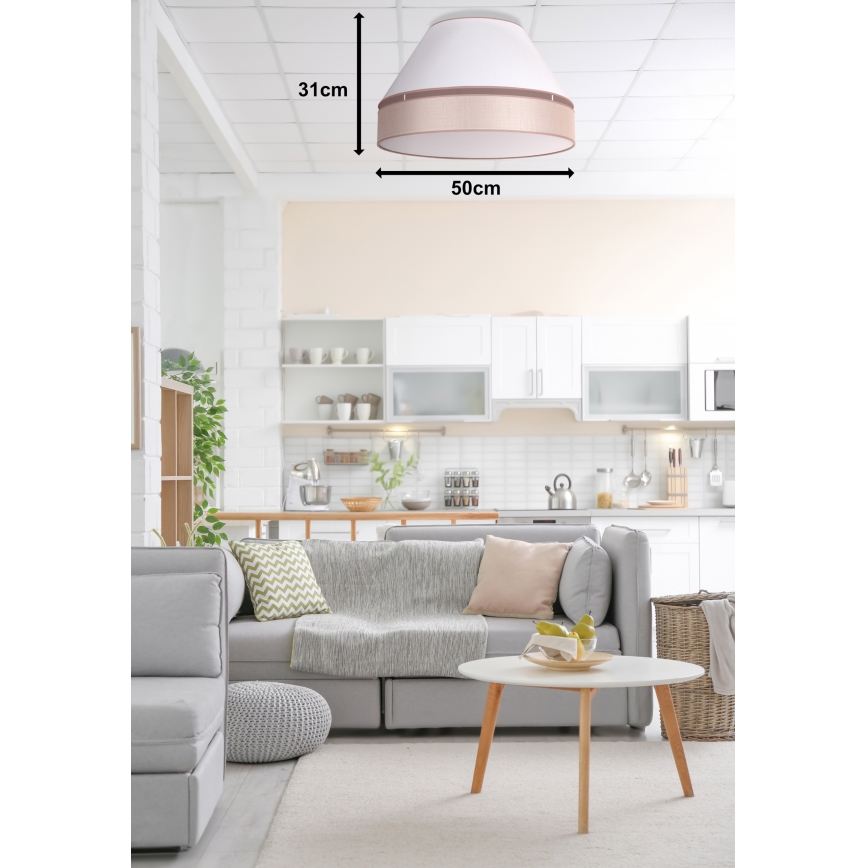 Duolla - Плафониера AVIGNON 1xE27/15W/230V Ø 50 см бяла/бежова