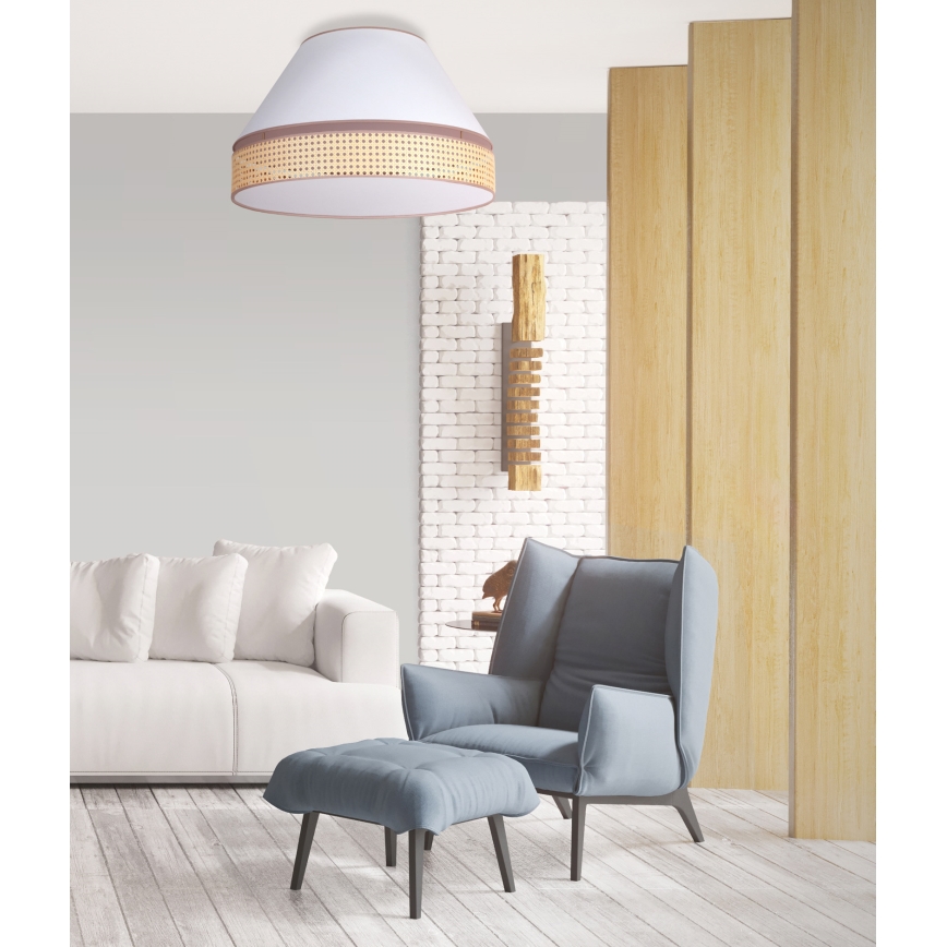 Duolla - Плафониера AVIGNON 3xE27/15W/230V Ø 60 см бяла/ратанова