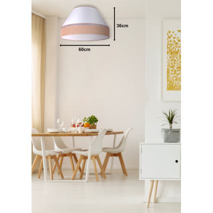 Duolla - Плафониера AVIGNON 3xE27/15W/230V Ø 60 см бяла/кафява