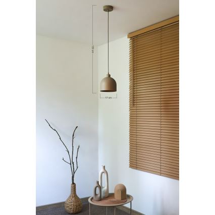 Duolla - Подвесен полилей на кабел IRONLINE 1xE27/15W/230V Ø 17 см бежов