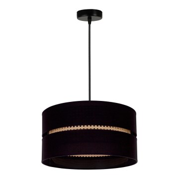 Duolla - Полилей на кабел DUO 1xE27/15W/230V диаметър 40 см черен/ратан