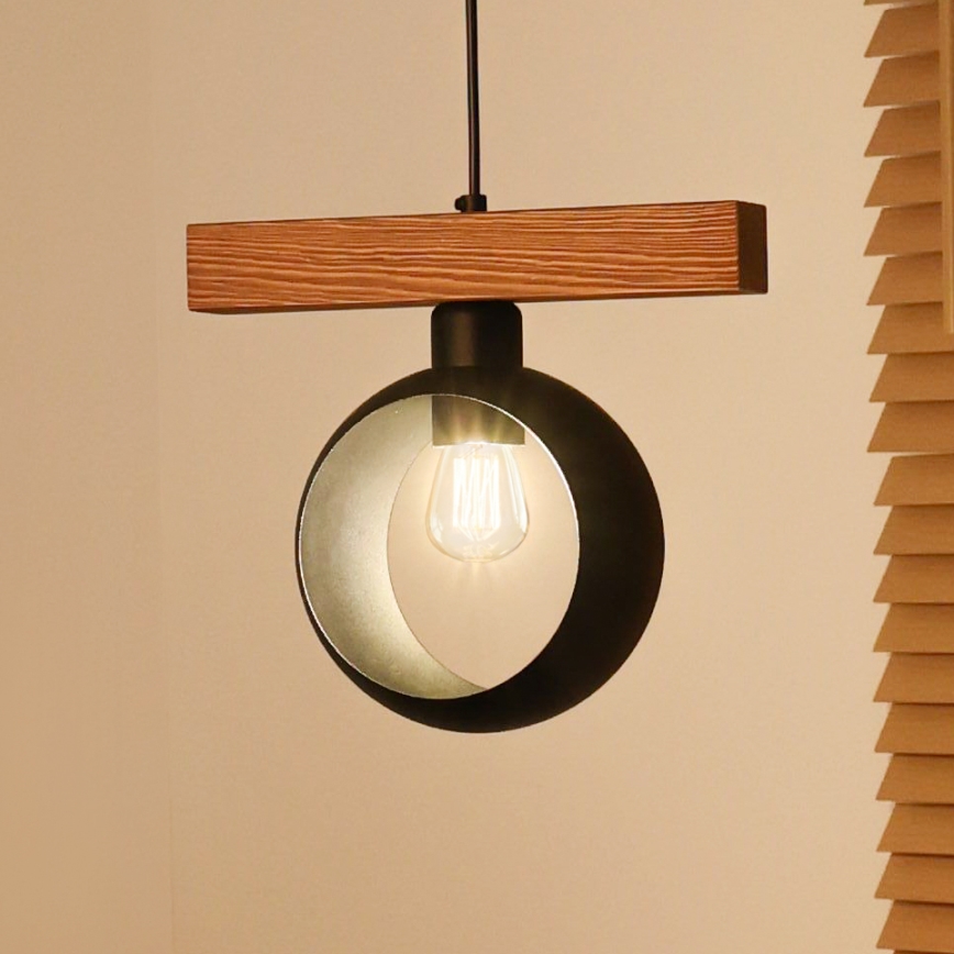 Duolla - Полилей на кабел IRONLINE 1xE27/15W/230V бор/дъб/черен