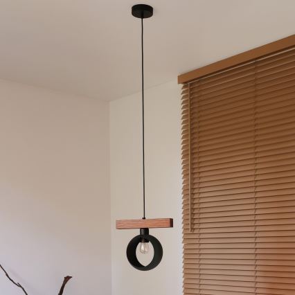 Duolla - Полилей на кабел IRONLINE 1xE27/15W/230V бор/дъб/черен