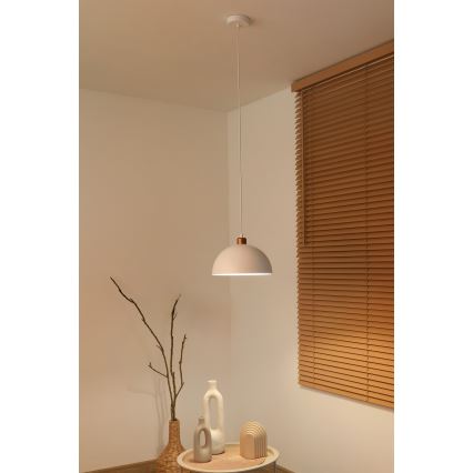 Duolla - Полилей на кабел IRONLINE 1xE27/15W/230V, диаметър 27 см, бял/меден