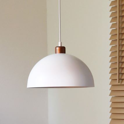 Duolla - Полилей на кабел IRONLINE 1xE27/15W/230V, диаметър 27 см, бял/меден