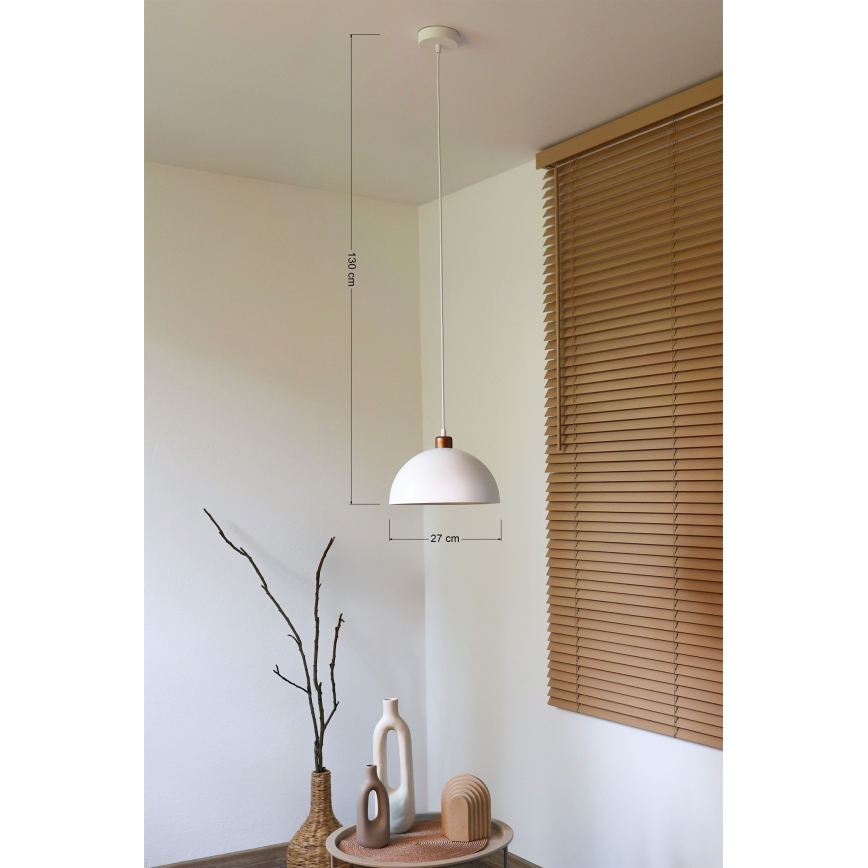 Duolla - Полилей на кабел IRONLINE 1xE27/15W/230V, диаметър 27 см, бял/меден