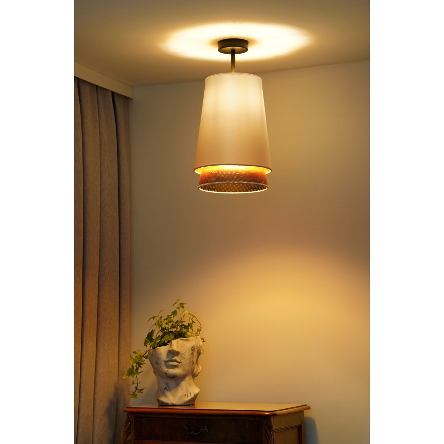 Duolla - Полилей за повърхностен монтаж BELL SHINY 1xE27/15W/230V Ø 25 см бял/меден