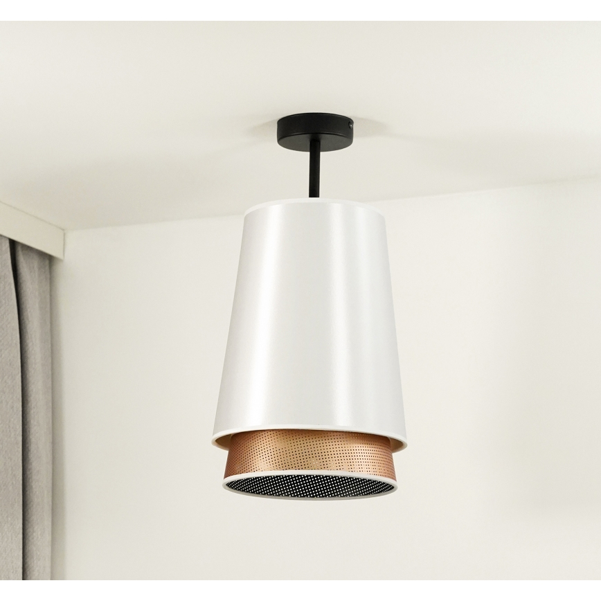 Duolla - Полилей за повърхностен монтаж BELL SHINY 1xE27/15W/230V Ø 25 см бял/меден