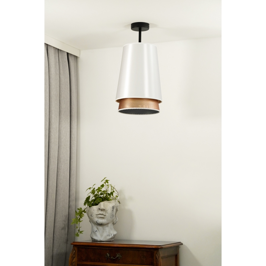 Duolla - Полилей за повърхностен монтаж BELL SHINY 1xE27/15W/230V Ø 25 см бял/меден