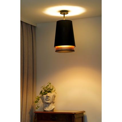 Duolla - Полилей за повърхностен монтаж BELL SHINY 1xE27/15W/230V Ø 25 см черен/меден
