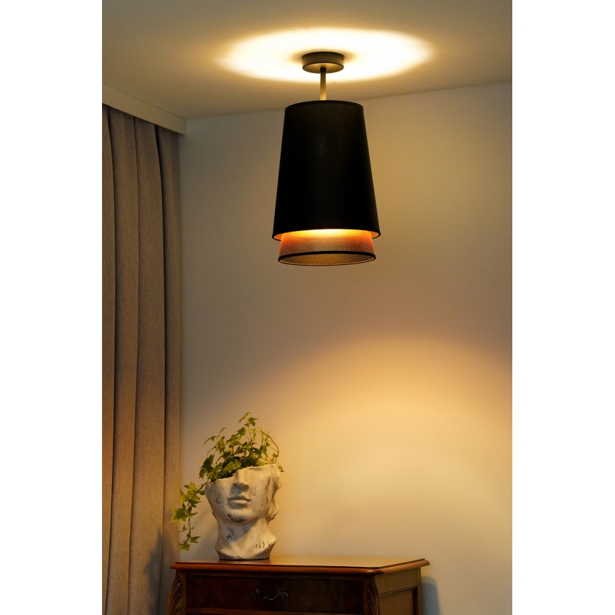 Duolla - Полилей за повърхностен монтаж BELL SHINY 1xE27/15W/230V Ø 25 см черен/меден