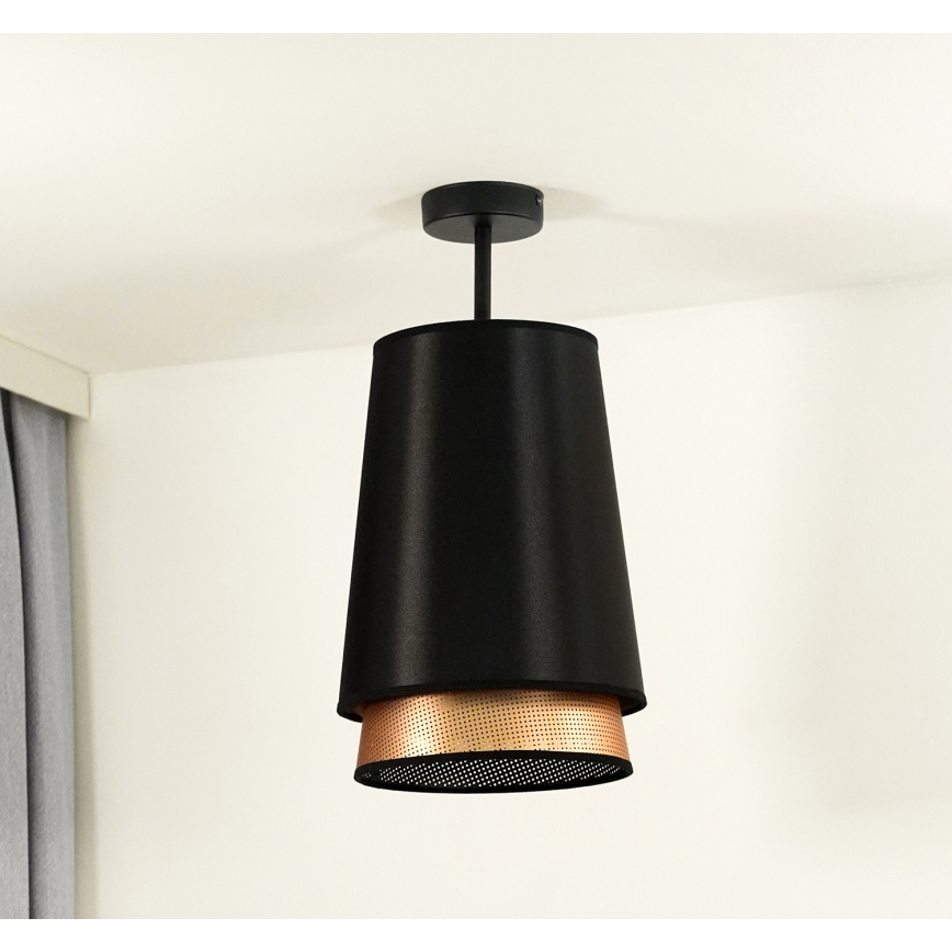 Duolla - Полилей за повърхностен монтаж BELL SHINY 1xE27/15W/230V Ø 25 см черен/меден