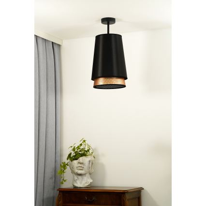 Duolla - Полилей за повърхностен монтаж BELL SHINY 1xE27/15W/230V Ø 25 см черен/меден