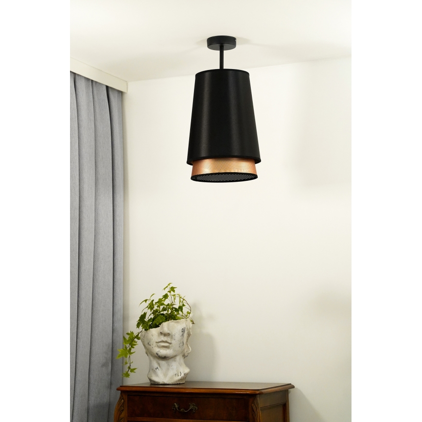 Duolla - Полилей за повърхностен монтаж BELL SHINY 1xE27/15W/230V Ø 25 см черен/меден