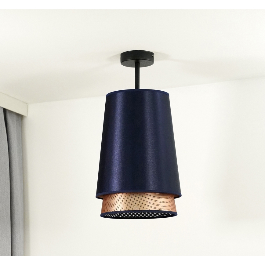 Duolla - Полилей за повърхностен монтаж BELL SHINY 1xE27/15W/230V Ø 25 см син/меден