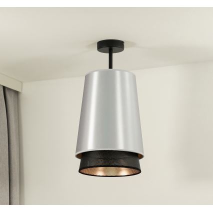 Duolla - Полилей за повърхностен монтаж BELL SHINY 1xE27/15W/230V Ø 25 см сребрист/черен