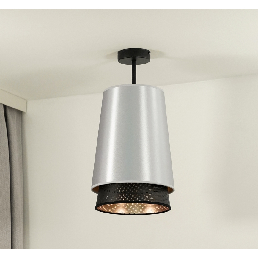 Duolla - Полилей за повърхностен монтаж BELL SHINY 1xE27/15W/230V Ø 25 см сребрист/черен