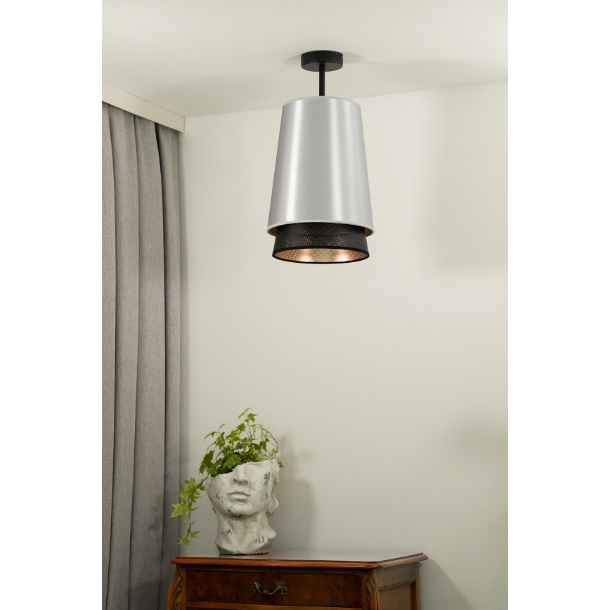 Duolla - Полилей за повърхностен монтаж BELL SHINY 1xE27/15W/230V Ø 25 см сребрист/черен