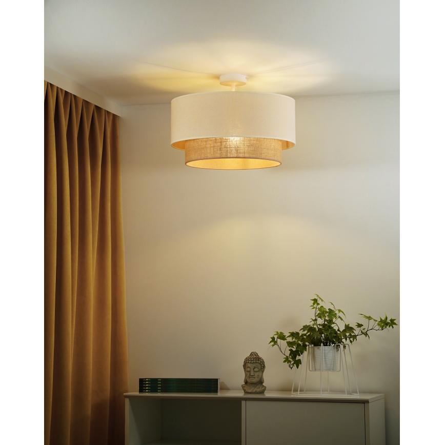 Duolla - Полилей за повърхностен монтаж BOHO 1xE27/15W/230V Ø 45 см кремав/кафяв