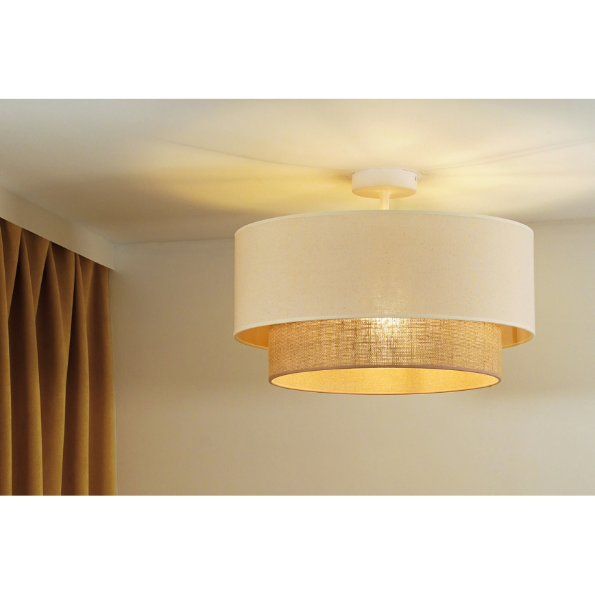 Duolla - Полилей за повърхностен монтаж BOHO 1xE27/15W/230V Ø 45 см кремав/кафяв