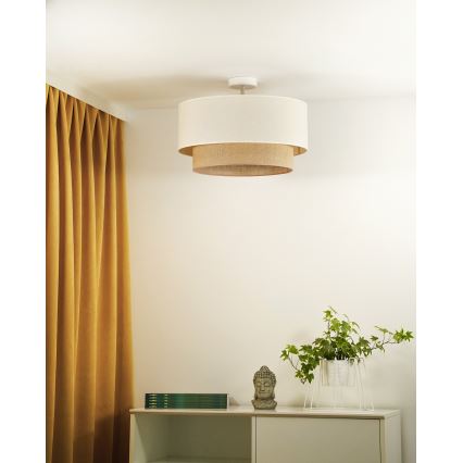 Duolla - Полилей за повърхностен монтаж BOHO 1xE27/15W/230V Ø 45 см кремав/кафяв