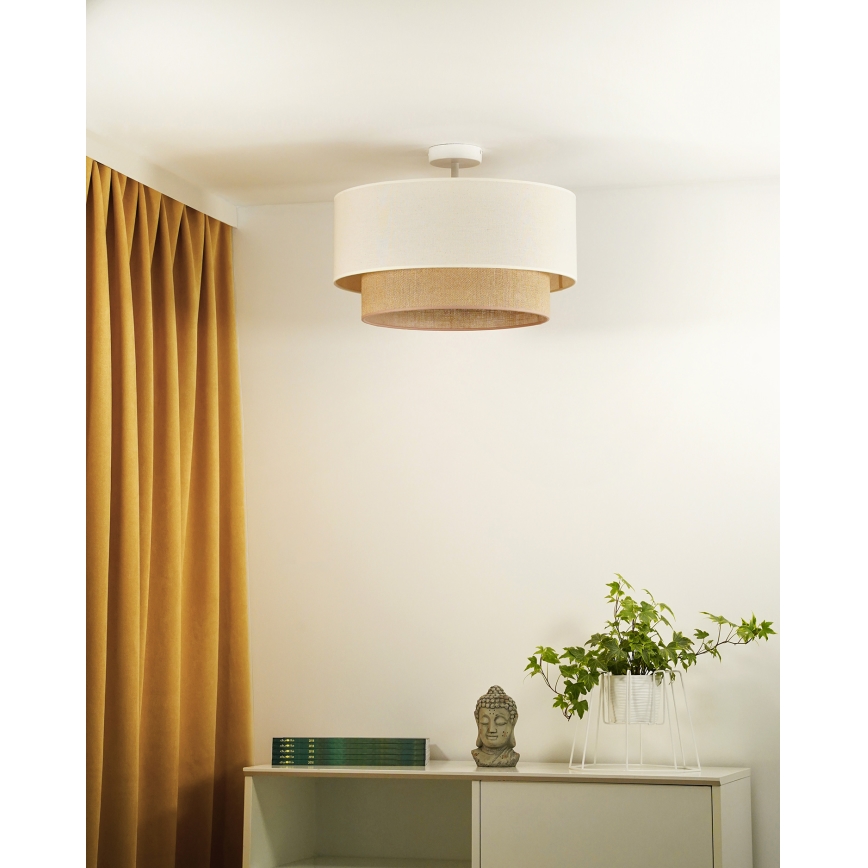 Duolla - Полилей за повърхностен монтаж BOHO 1xE27/15W/230V Ø 45 см кремав/кафяв