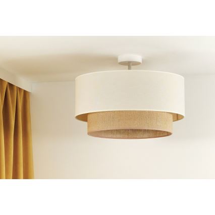 Duolla - Полилей за повърхностен монтаж BOHO 1xE27/15W/230V Ø 45 см кремав/кафяв