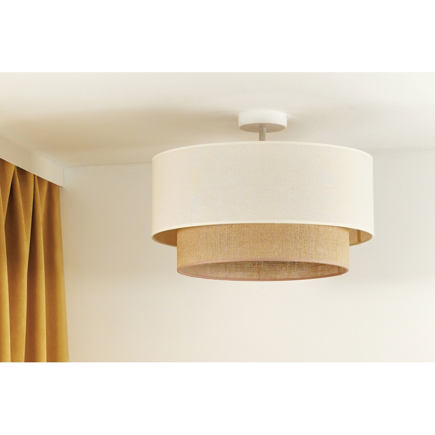 Duolla - Полилей за повърхностен монтаж BOHO 1xE27/15W/230V Ø 45 см кремав/кафяв
