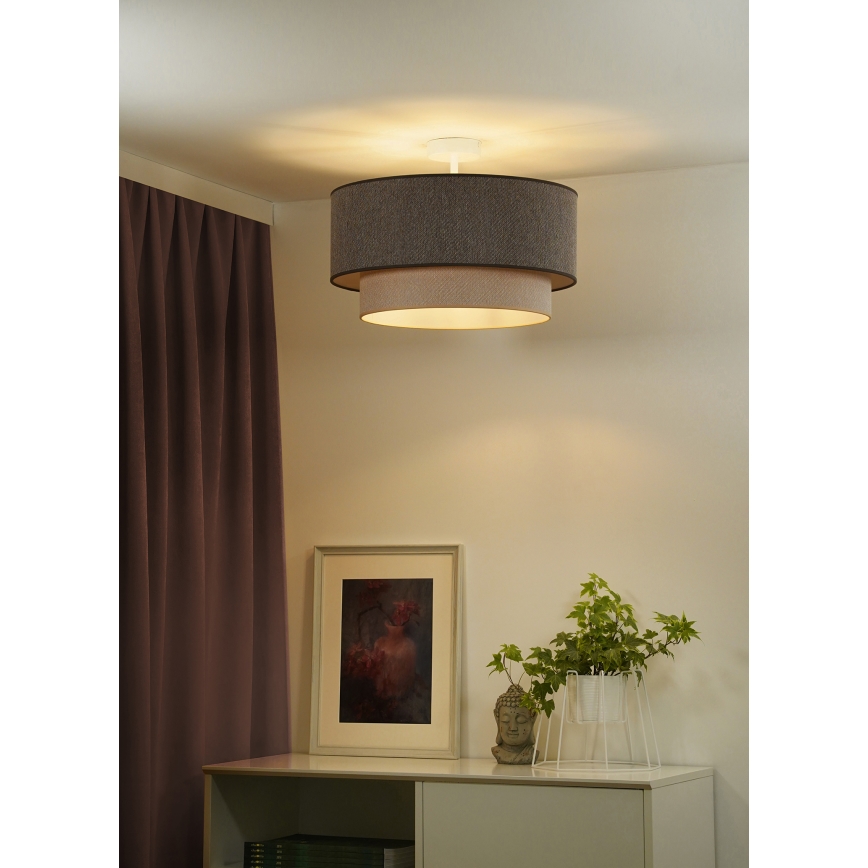 Duolla - Полилей за повърхностен монтаж BOHO ECO RECYCLING 1xE27/15W/230V Ø 45 см кафяв/кремав
