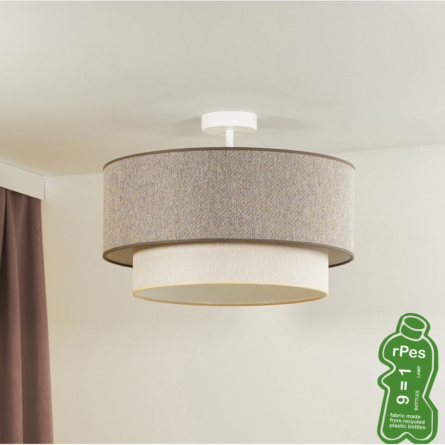 Duolla - Полилей за повърхностен монтаж BOHO ECO RECYCLING 1xE27/15W/230V Ø 45 см кафяв/кремав