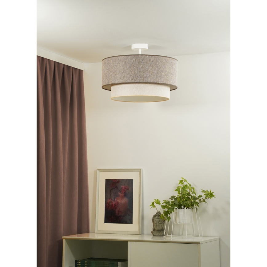 Duolla - Полилей за повърхностен монтаж BOHO ECO RECYCLING 1xE27/15W/230V Ø 45 см кафяв/кремав