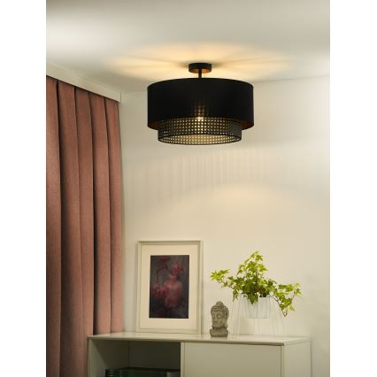 Duolla - Полилей за повърхностен монтаж BOHO RATTAN 1xE27/15W/230V Ø 45 см черен