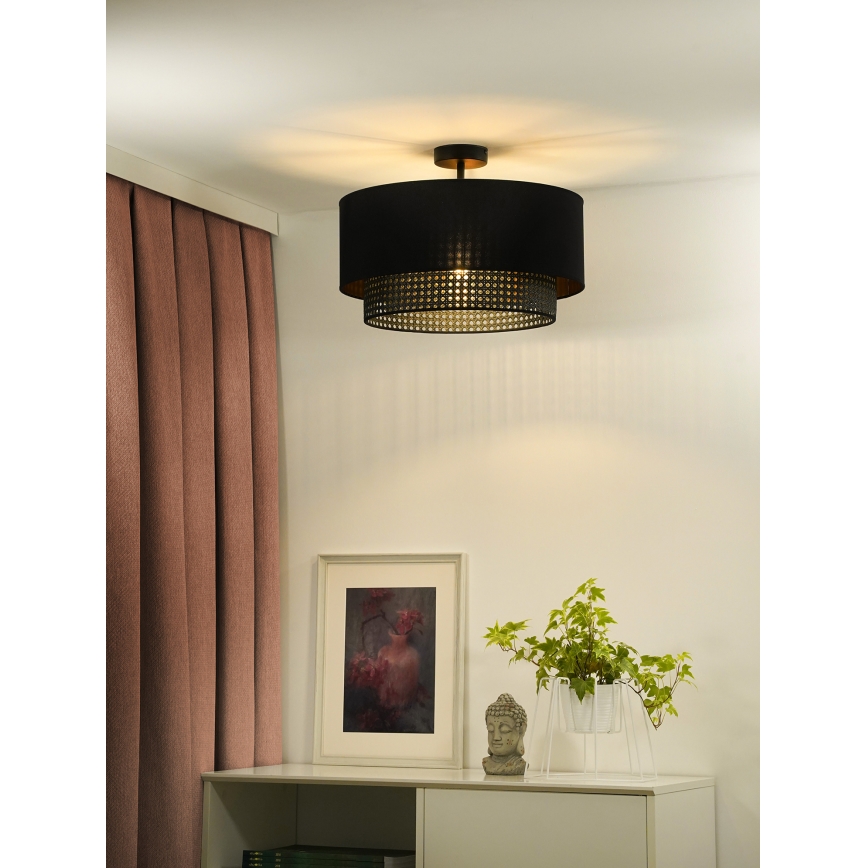 Duolla - Полилей за повърхностен монтаж BOHO RATTAN 1xE27/15W/230V Ø 45 см черен