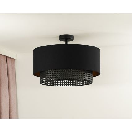 Duolla - Полилей за повърхностен монтаж BOHO RATTAN 1xE27/15W/230V Ø 45 см черен