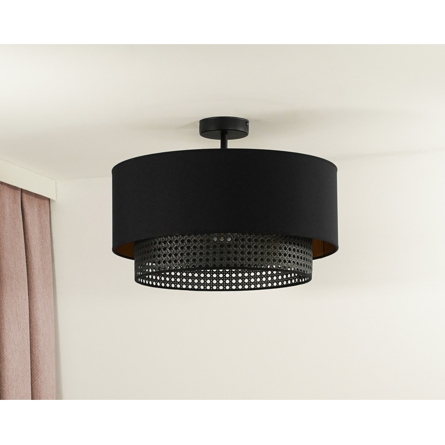 Duolla - Полилей за повърхностен монтаж BOHO RATTAN 1xE27/15W/230V Ø 45 см черен