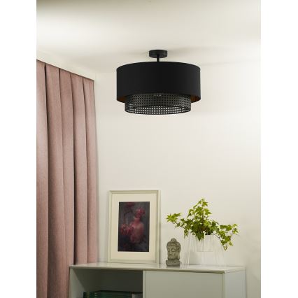 Duolla - Полилей за повърхностен монтаж BOHO RATTAN 1xE27/15W/230V Ø 45 см черен