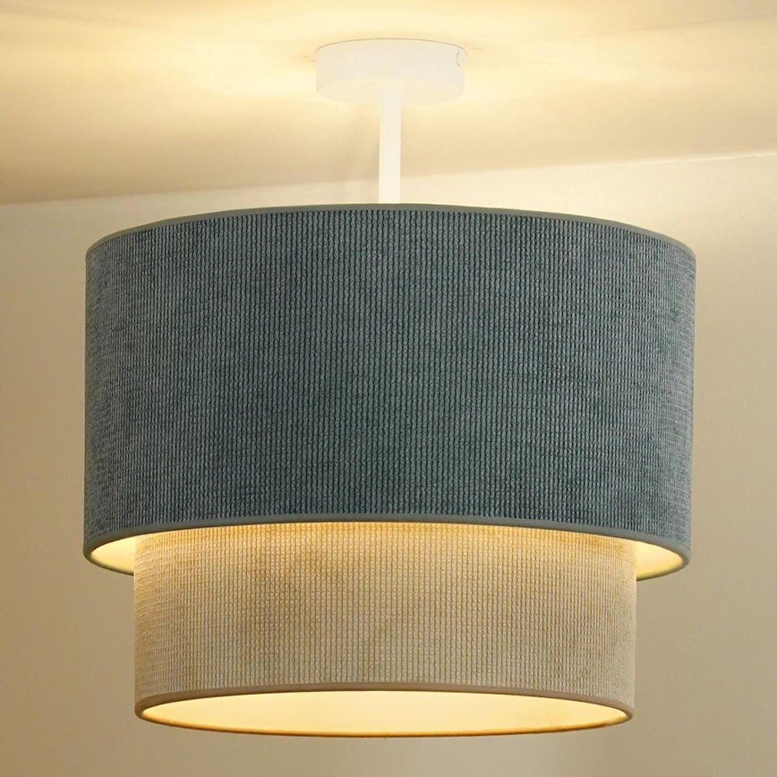 Duolla - Полилей за повърхностен монтаж CORDUROY 1xE27/15W/230V Ø 40 см син/бежов