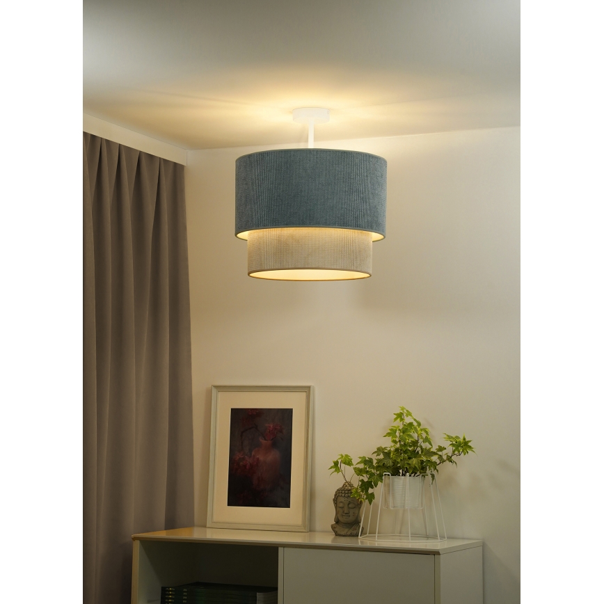 Duolla - Полилей за повърхностен монтаж CORDUROY 1xE27/15W/230V Ø 40 см син/бежов