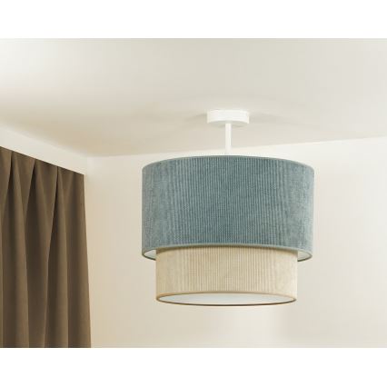 Duolla - Полилей за повърхностен монтаж CORDUROY 1xE27/15W/230V Ø 40 см син/бежов