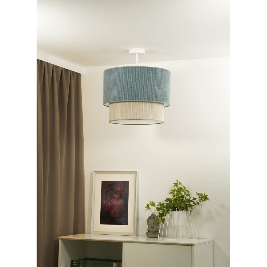 Duolla - Полилей за повърхностен монтаж CORDUROY 1xE27/15W/230V Ø 40 см син/бежов