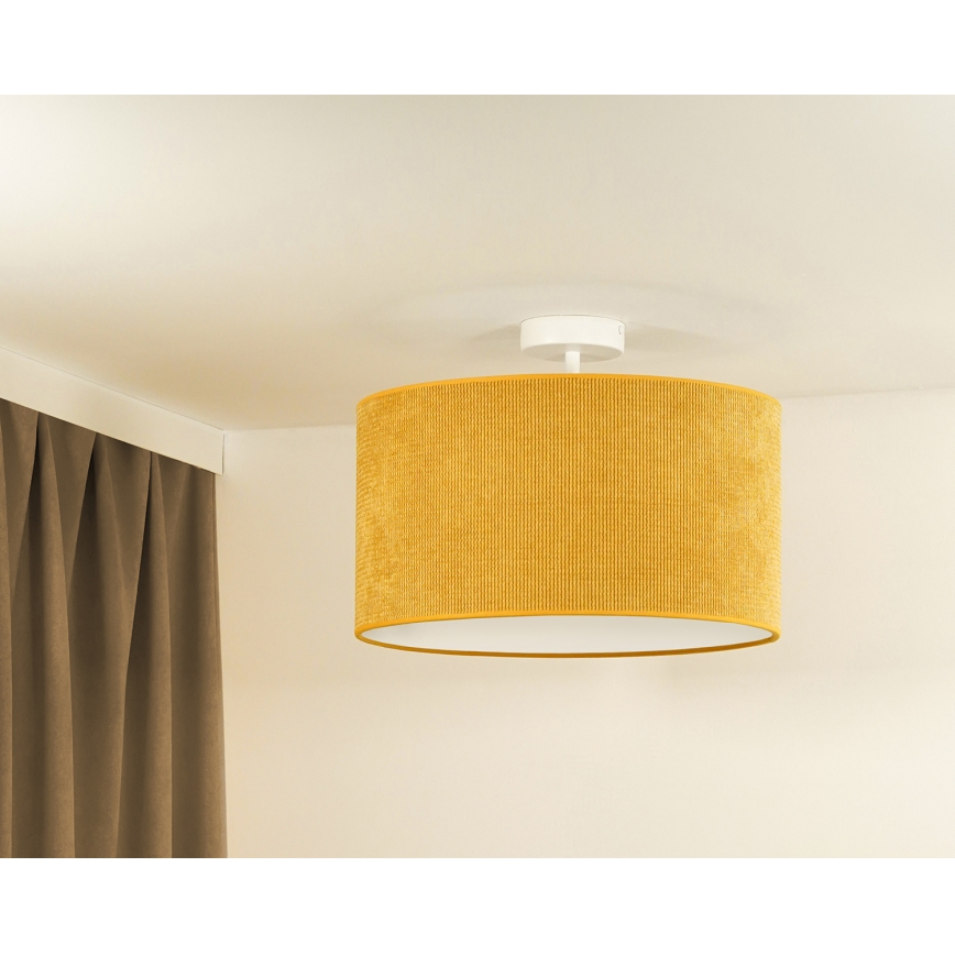 Duolla - Полилей за повърхностен монтаж CORDUROY 1xE27/15W/230V Ø 40 см жълт
