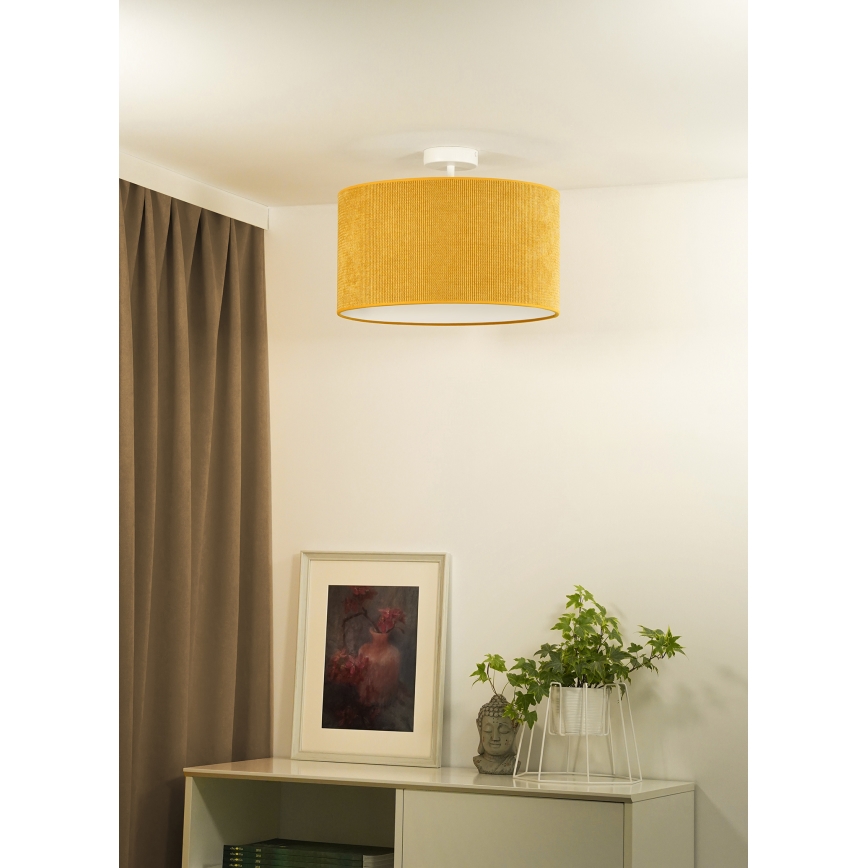 Duolla - Полилей за повърхностен монтаж CORDUROY 1xE27/15W/230V Ø 40 см жълт