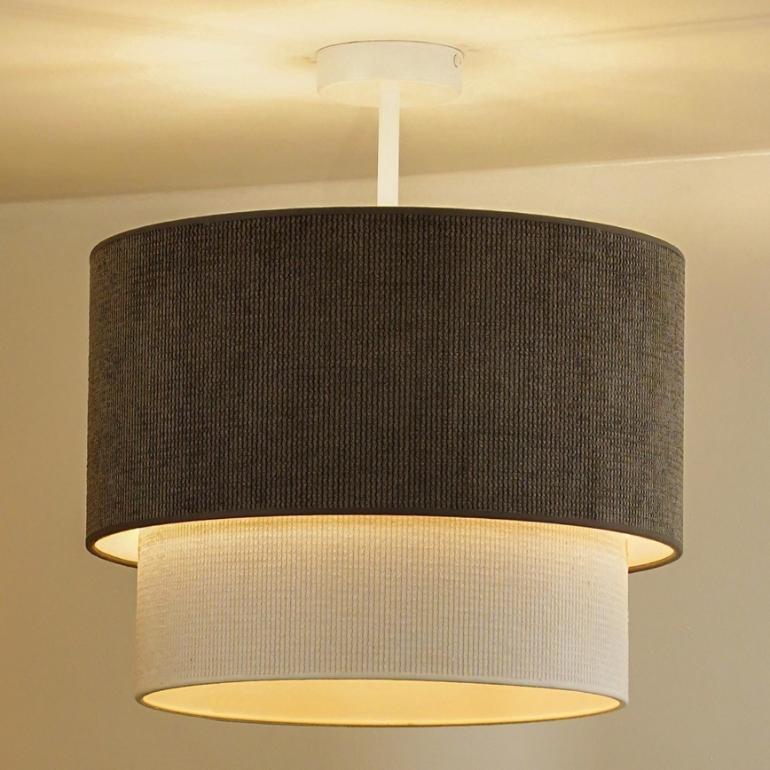 Duolla - Полилей за повърхностен монтаж CORDUROY 1xE27/15W/230V Ø 40 см кафяв/кремав