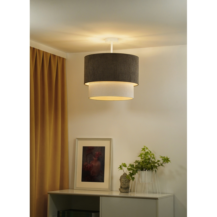 Duolla - Полилей за повърхностен монтаж CORDUROY 1xE27/15W/230V Ø 40 см кафяв/кремав