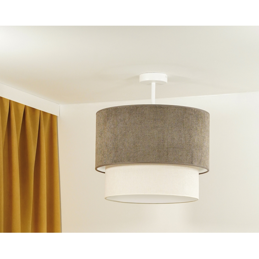 Duolla - Полилей за повърхностен монтаж CORDUROY 1xE27/15W/230V Ø 40 см кафяв/кремав