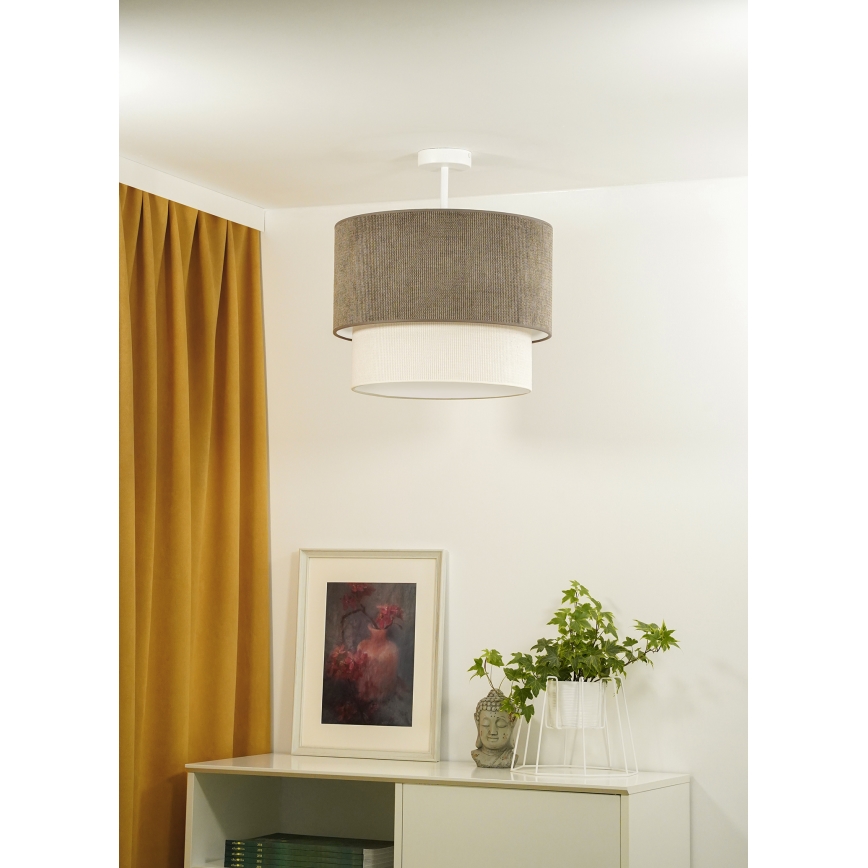 Duolla - Полилей за повърхностен монтаж CORDUROY 1xE27/15W/230V Ø 40 см кафяв/кремав
