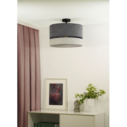 Duolla - Полилей за повърхностен монтаж DOUBLE 1xE27/15W/230V Ø 40 см сив