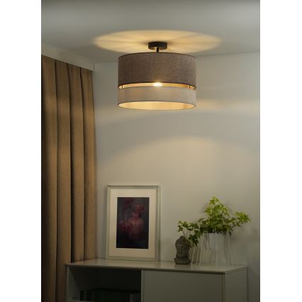Duolla - Полилей за повърхностен монтаж DOUBLE 1xE27/15W/230V Ø 40 см кафяв/сив